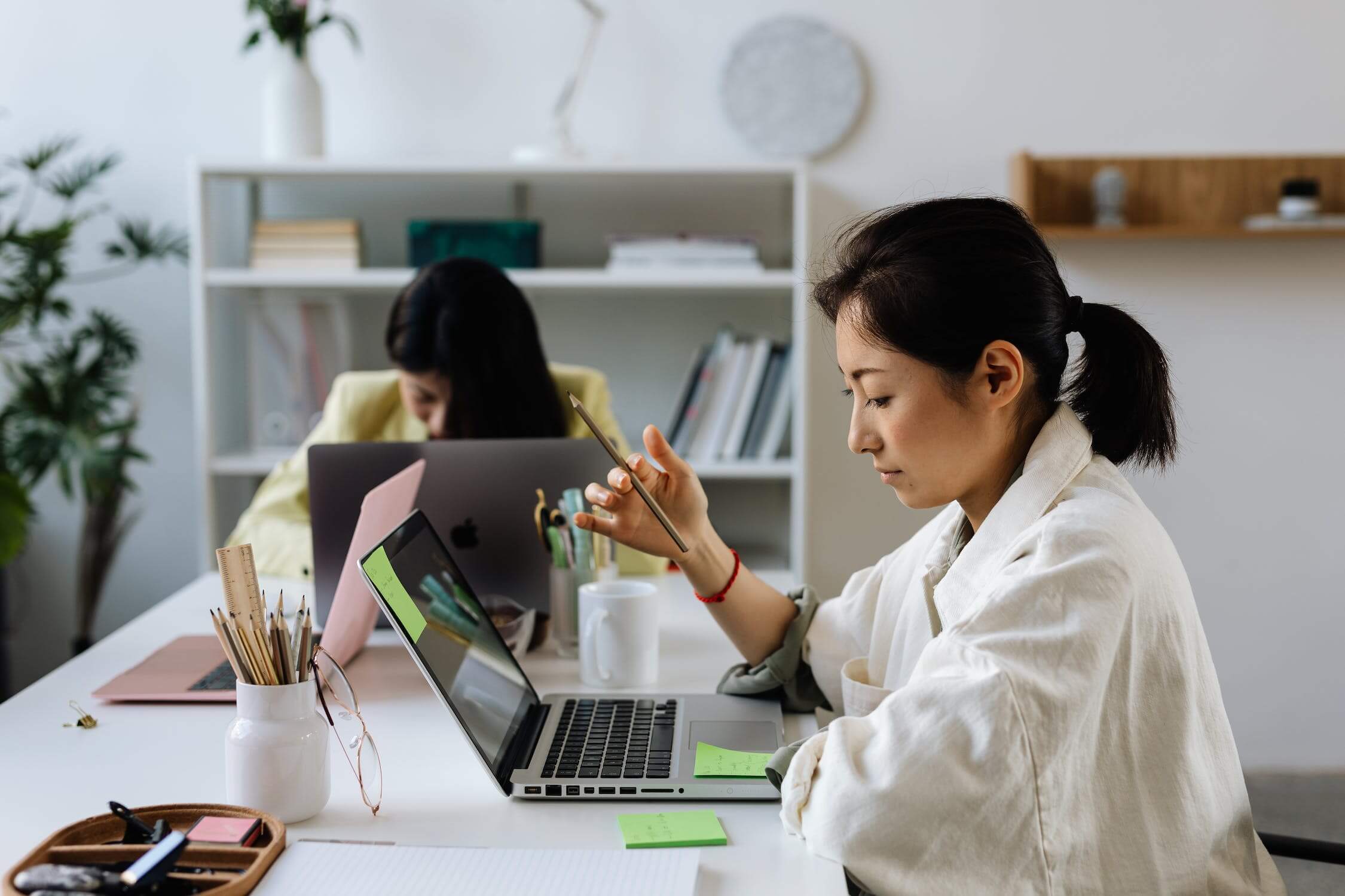 Woman working at a computer